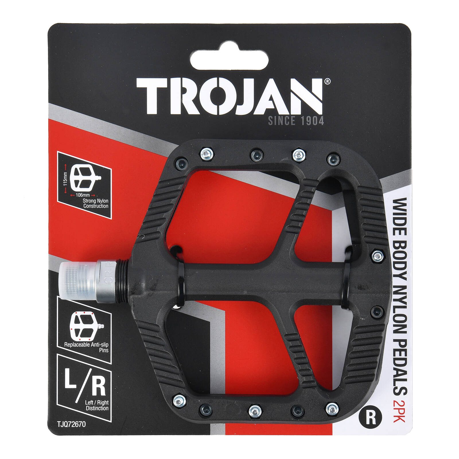 Trojan Black Nylon MTB Pedals - 2 Pack - Image 2