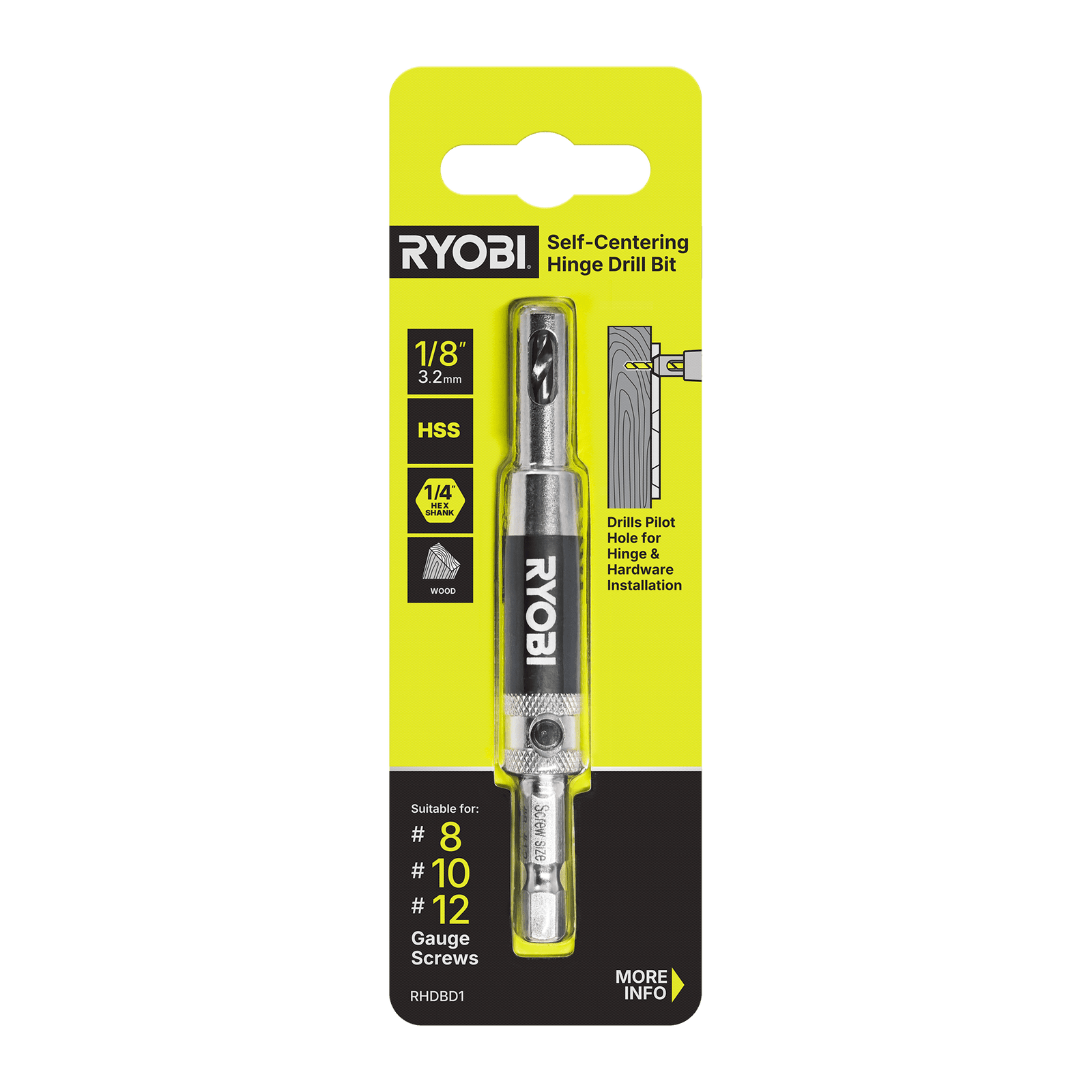 Ryobi Self-Centering Door Hingle Drill Bit RHDBD1