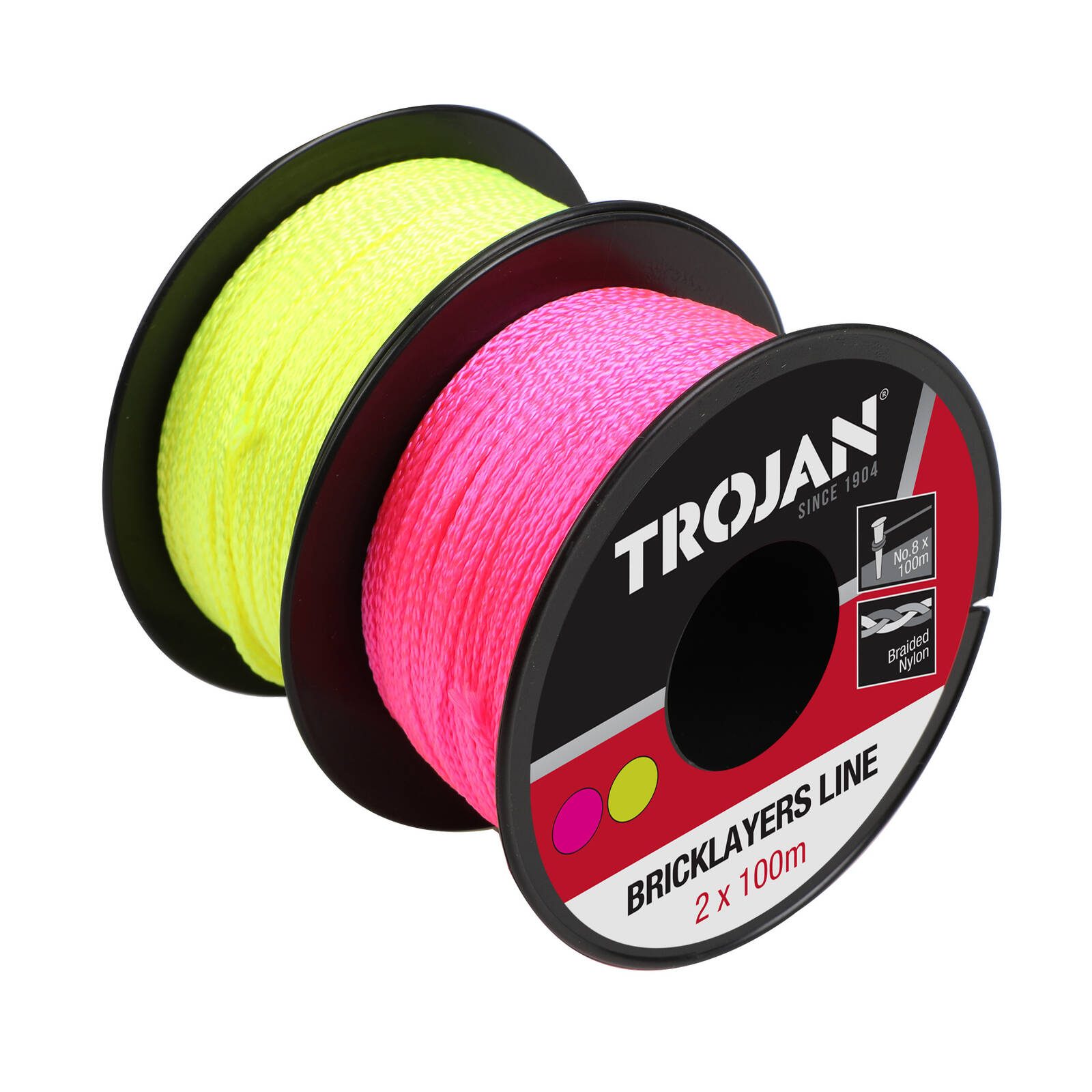 Trojan 100m Pink & Green Bricklayers Line - 2 Pack - Image 2