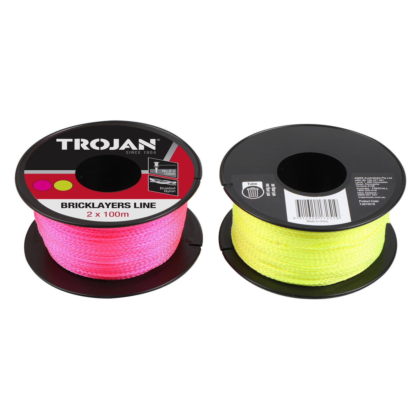 Trojan 100m Pink & Green Bricklayers Line - 2 Pack - Image 3