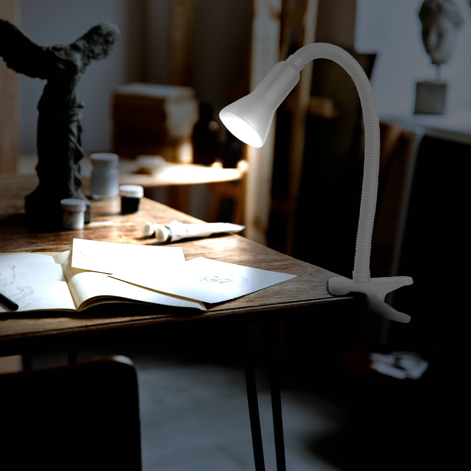 Brilliant Lighting Metal Vito Clamp Lamp - White - Image 3