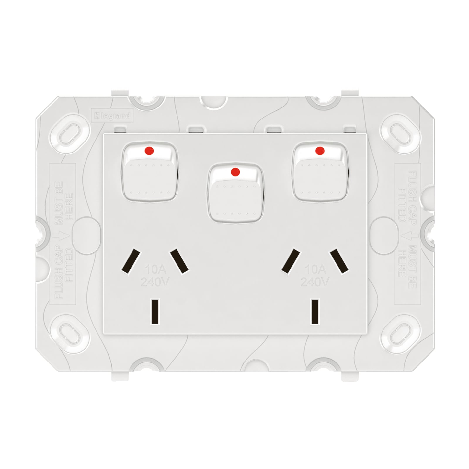 HPM ARTEOR Double Powerpoint With Extra Switch - Grid Only - White