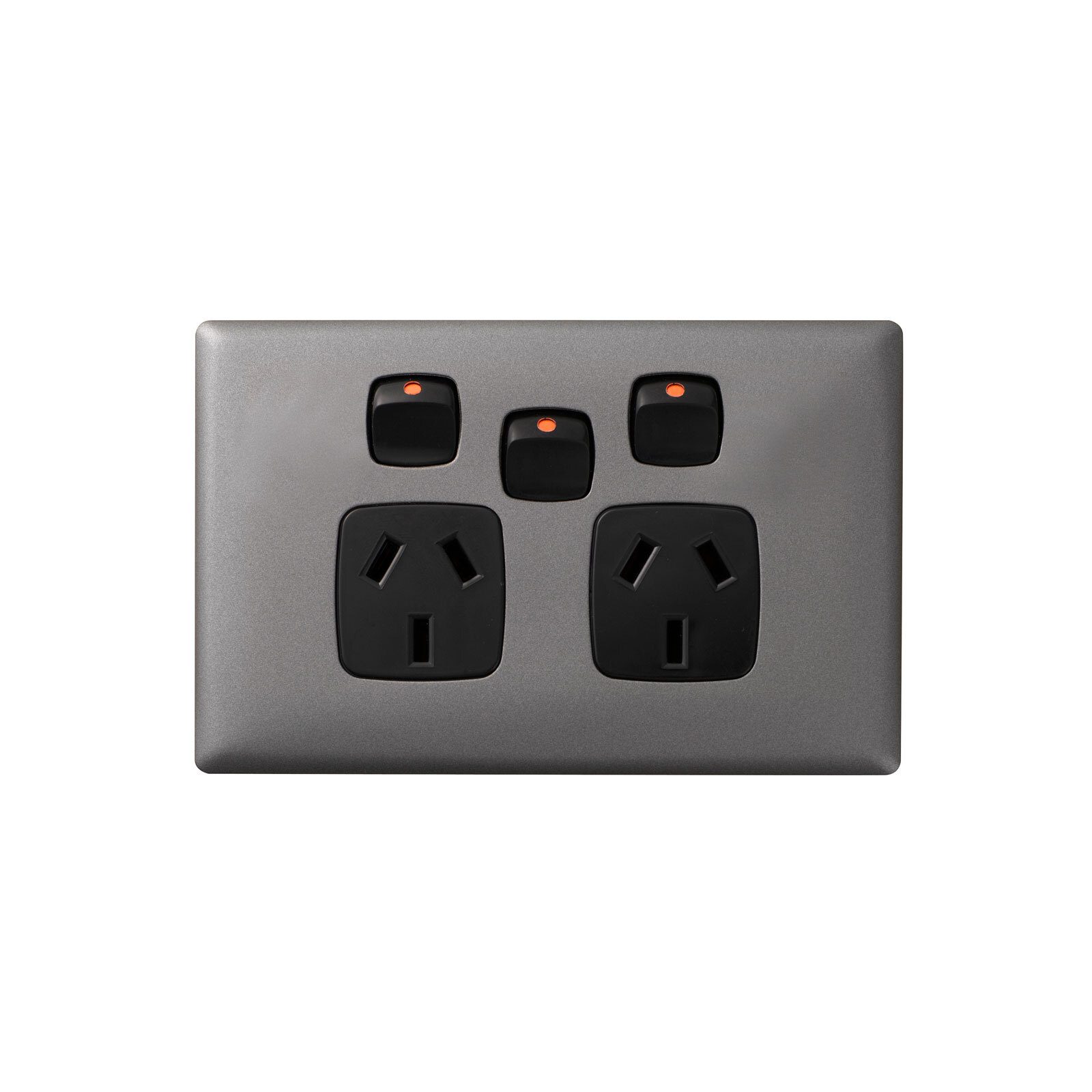 HPM LINEA Double Powerpoint With Extra Switch - Gun Metal / Black