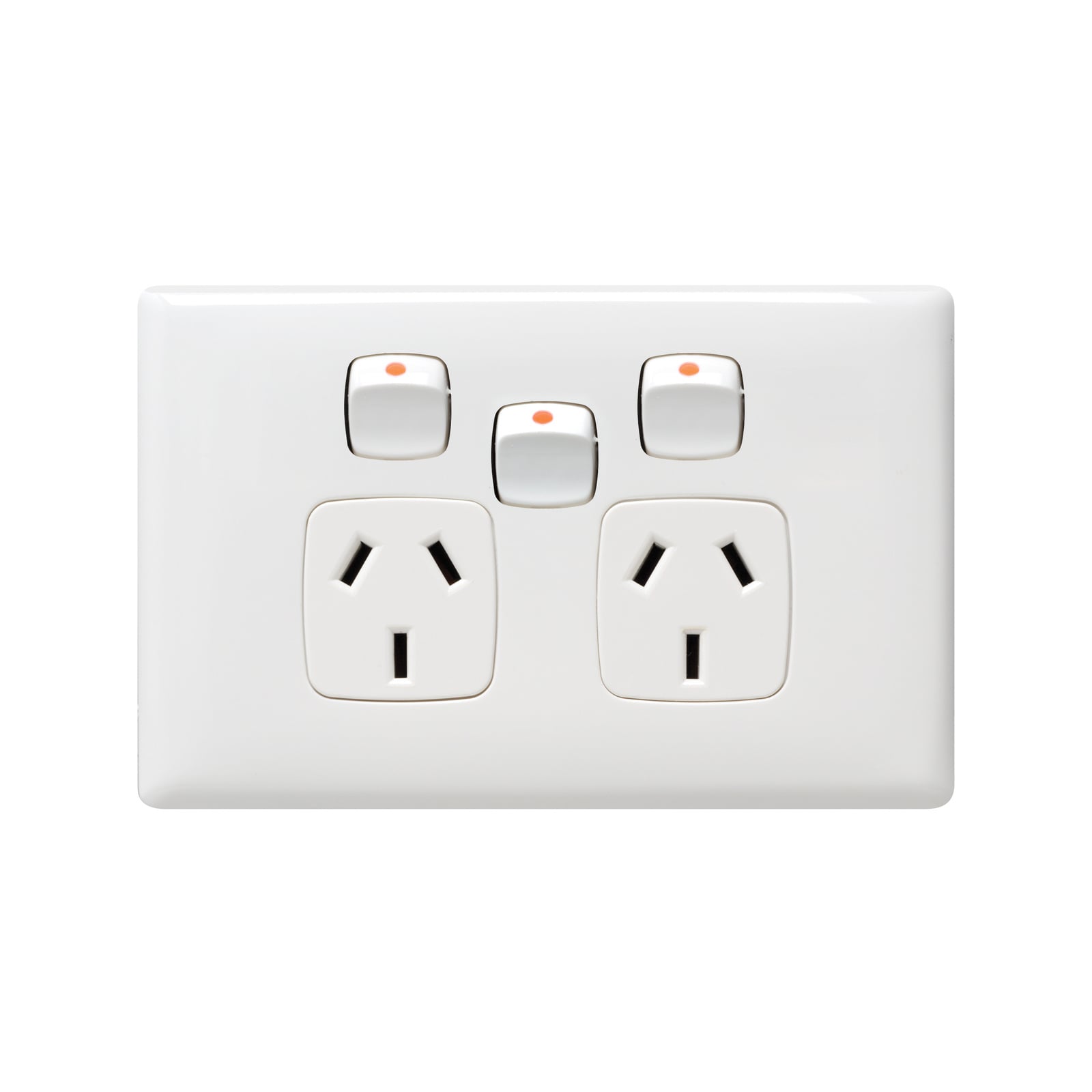 HPM White Gloss Linea Double Powerpoint With Extra Switch