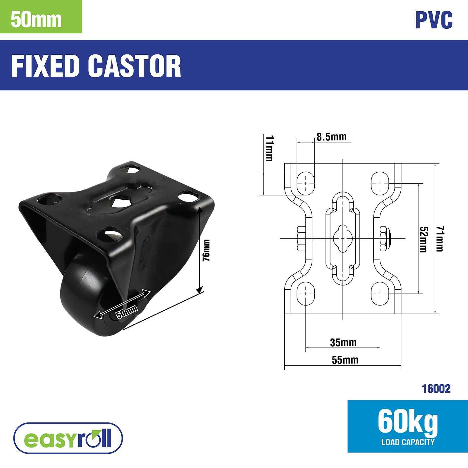 Easyroll 50mm Black PVC Fixed Castor - Image 6