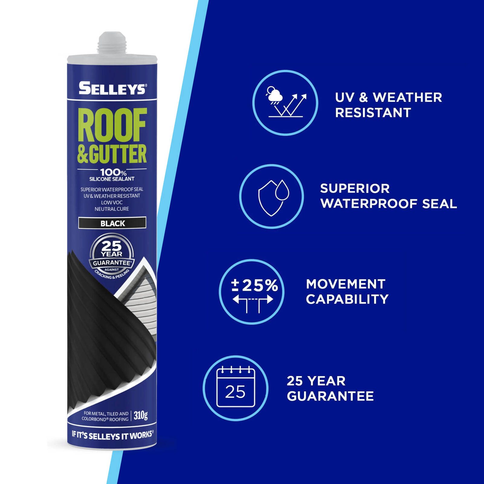 Selleys 310g Black Roof And Gutter Silicone - Image 2