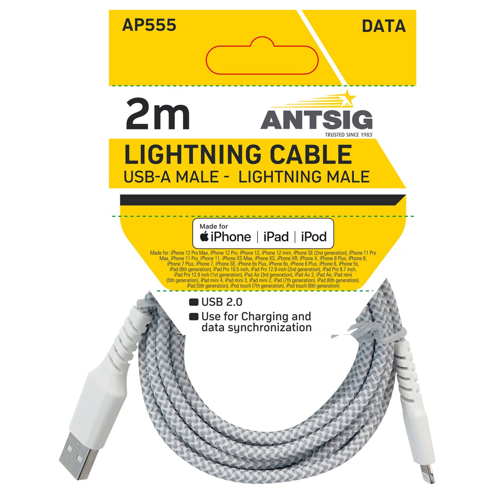 Antsig 2m Braided Lightning To USB-A Cable - Image 4