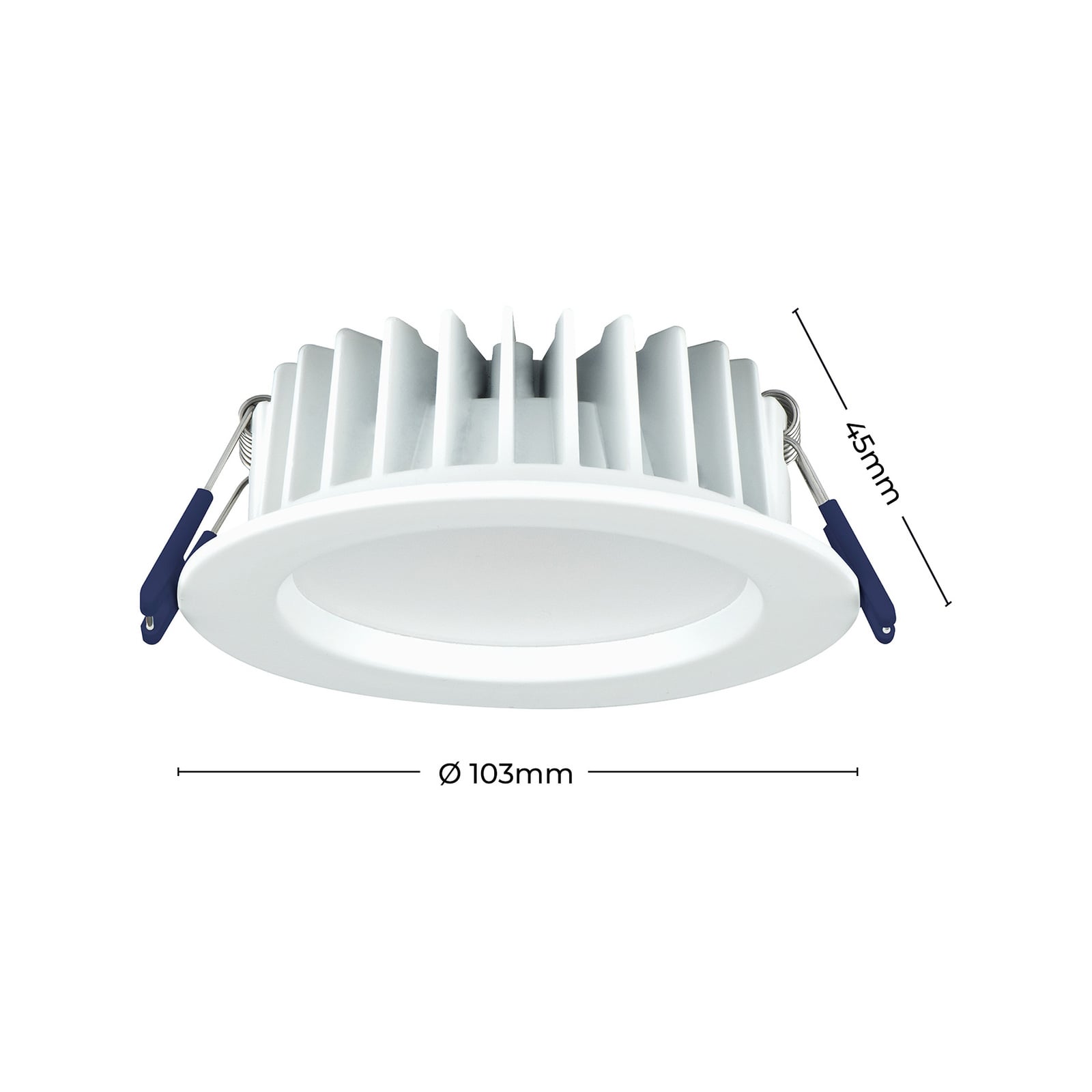 Deta 9W IP44 Tri-Colour Dimmable LED Downlight - White Metal Fascia & Low Recessed Lens Design - Image 5