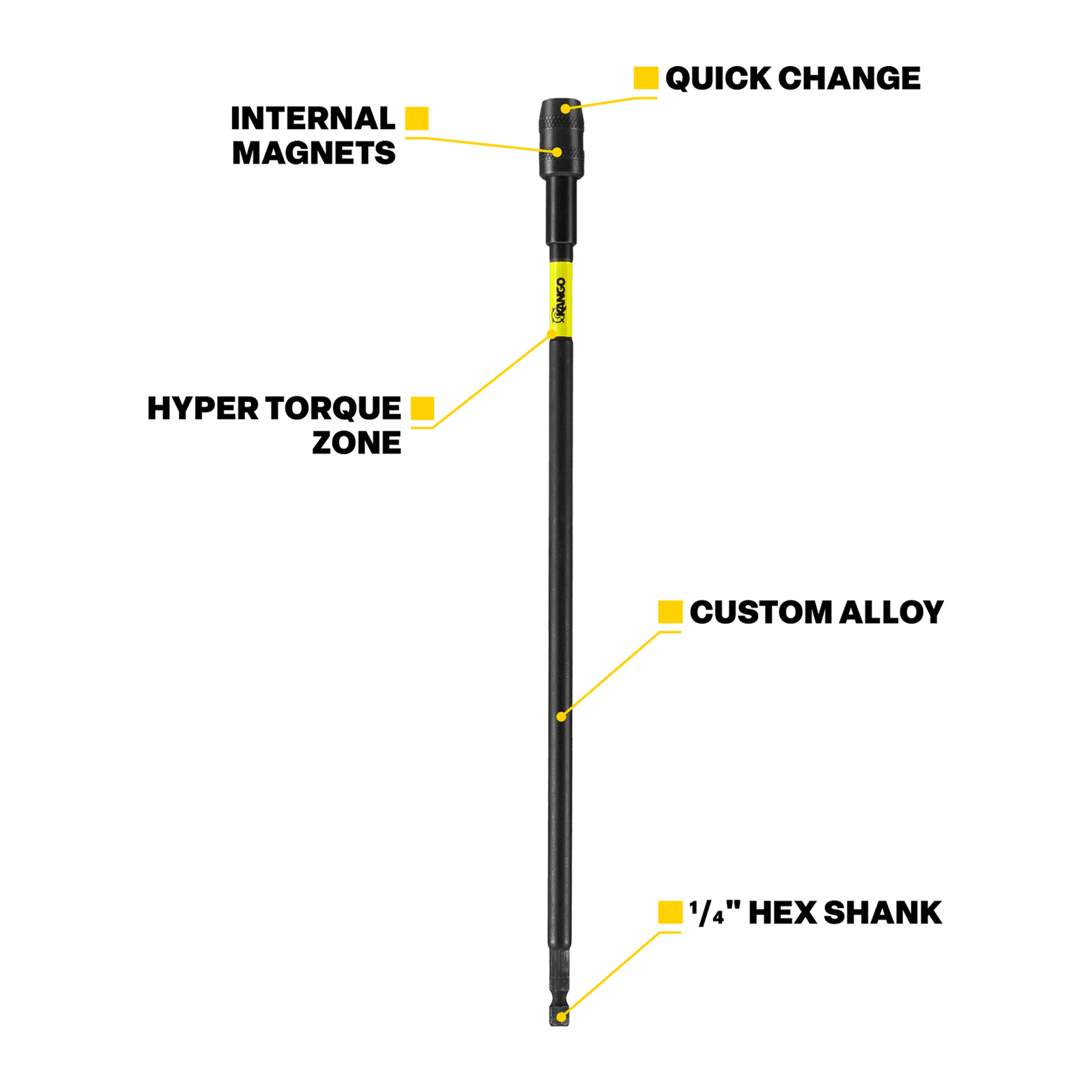 Kango 75 - 450mm 4 Piece Hypertorque Impact Extension Bar Set - Image 3