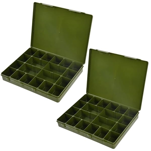 20-Compartment-Storage-Box-Organiser-Khaki-Green-35-x-27-x-5-cm-Pack-of-2-for-nails-hardware-beads-tackle-and-othe-B0F3CQDMFQ