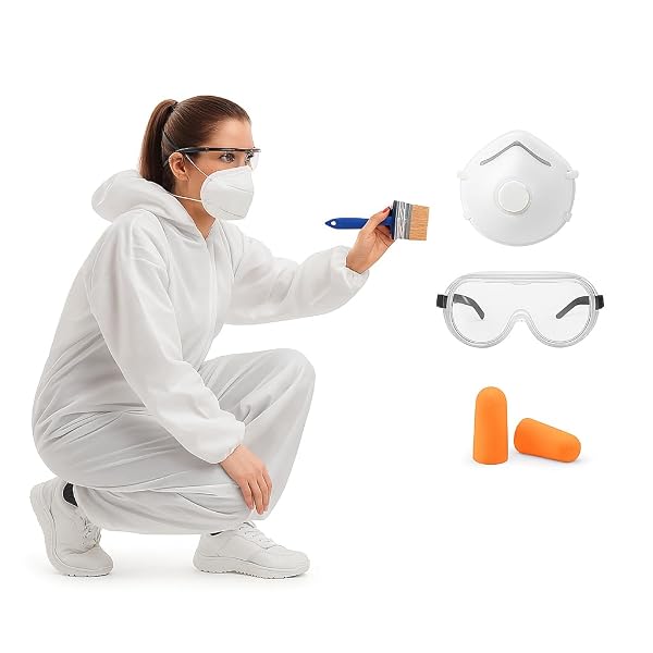 4-Piece-Painting-Protection-Pack-Disposable-Coveralls-with-Dust-Mask-Eye-Protection-and-Ear-Protection-Full-Body-Safe-B0GRFHYLBV