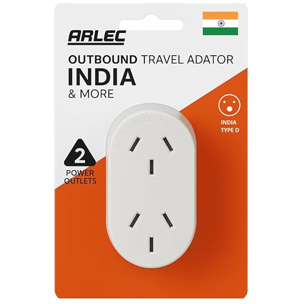 ARLEC-Outbound-Travel-Double-Adaptor-India-Type-D-2-Power-Outlets-White-for-AU-Plug-South-Africa-Bangladesh-Sri-L-B0F9KXBVCK