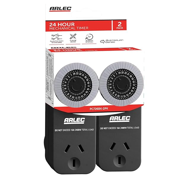 Arlec-24-Hour-Mechanical-Timer-2-Pack-48-OnOff-Settings-30-Minute-Intervals-Double-Pole-Switch-Christmas-Lights-Dec-B0DLVPZ4TR