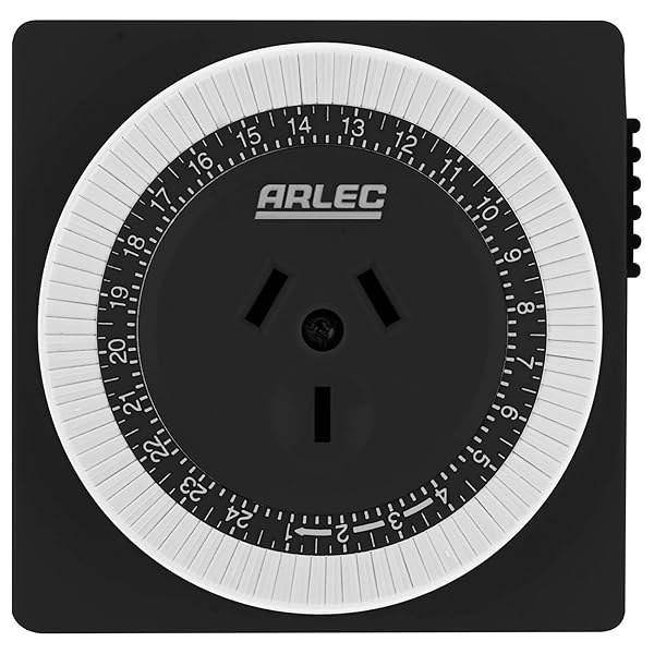 Arlec-Christmas-Lights-Decorations-24-Hour-Mechanical-Timer-48-ONOff-Settings-15-Minute-Increments-Black-B0DLVPYMSC