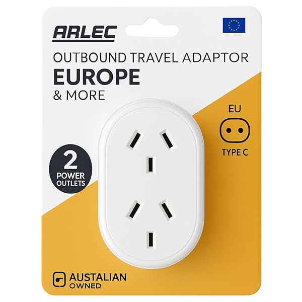 Arlec-Europe-Outbound-Double-Travel-Adaptor-Type-C-EU-Plug-Dual-Australian-Outlets-for-Europe-Asia-Middle-East-B0F9J8WCW6