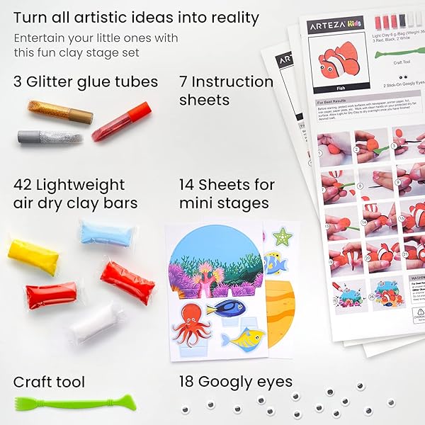 Arteza-Kids-Air-Dry-Clay-42-Bars-Sea-Life-Stage-Modeling-Clay-Kit-14-Mini-Stages-18-Googly-Eyes-3-Glitter-Glues-1-B09FQ7KRFS-2