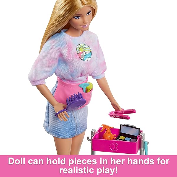 BARBIE-On-Set-Malibu-HNK95-Doll-and-Accessories-Hairdressing-Trolley-Hair-and-Makeup-Accessories-Apron-Doggy-for-C-B0BLJSSFP9-3