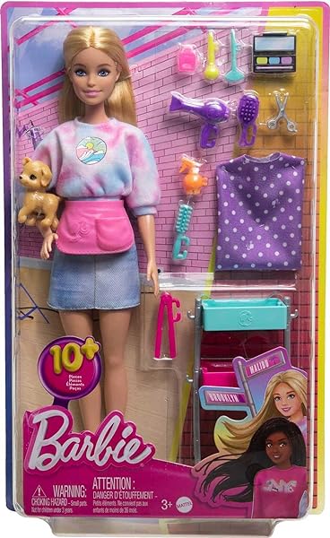 BARBIE-On-Set-Malibu-HNK95-Doll-and-Accessories-Hairdressing-Trolley-Hair-and-Makeup-Accessories-Apron-Doggy-for-C-B0BLJSSFP9-6