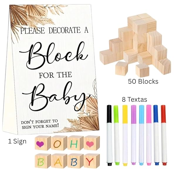 Baby-Shower-Wooden-Block-Decoration-Set-50-wooden-Blocks-with-8-coloured-Markers-13-cm-Sign-Party-Game-for-souvenir-k-B0F73241JL-2