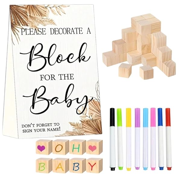 Baby-Shower-Wooden-Block-Decoration-Set-50-wooden-Blocks-with-8-coloured-Markers-13-cm-Sign-Party-Game-for-souvenir-k-B0F73241JL