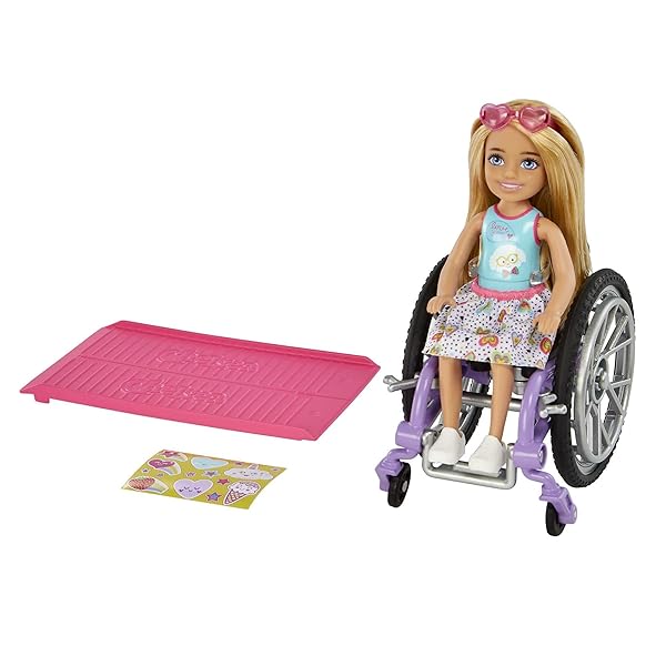 Barbie-Chelsea-Doll-Wheelchair-with-Moving-Wheels-Ramp-Sticker-Sheet-Accessories-Small-Doll-with-Blond-Hair-B09NLDFPVK