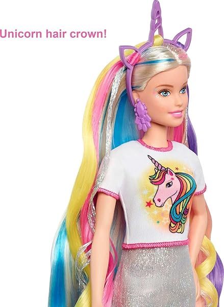 Barbie-Fantasy-Hair-Doll-Accessories-Long-Colorful-Blonde-Hair-with-Mermaid-and-Unicorn-Inspired-Clothes-B07ZPQ2KN9-6