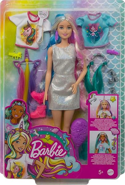 Barbie-Fantasy-Hair-Doll-Accessories-Long-Colorful-Blonde-Hair-with-Mermaid-and-Unicorn-Inspired-Clothes-B07ZPQ2KN9-7
