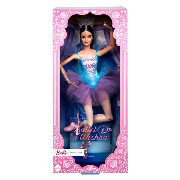 Barbie-Signature-Ballet-Wishes-Doll-Brunette-Approx-30-cm-Movable-with-Ballerina-Costume-Tutu-Lace-Shoes-and-Tiar-B0CTHP4B3F