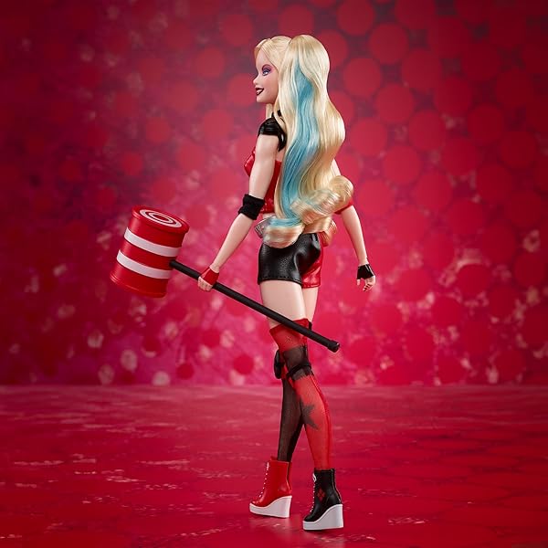 Barbie-Signature-Harley-Quinn-Collector-Doll-with-Posable-Body-Iconic-Outfit-and-Mallet-Accessory-DC-Batman-85th-Anni-B0CMJSXWZS-5
