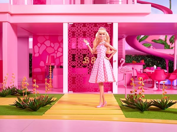 Barbie-The-Movie-Doll-Margot-Robbie-as-Barbie-Collectible-Doll-Wearing-Pink-and-White-Gingham-Dress-with-Daisy-Chain-N-B0BHFG4756-2