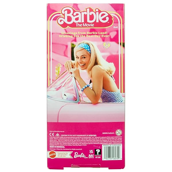Barbie-The-Movie-Doll-Margot-Robbie-as-Barbie-Collectible-Doll-Wearing-Pink-and-White-Gingham-Dress-with-Daisy-Chain-N-B0BHFG4756-7