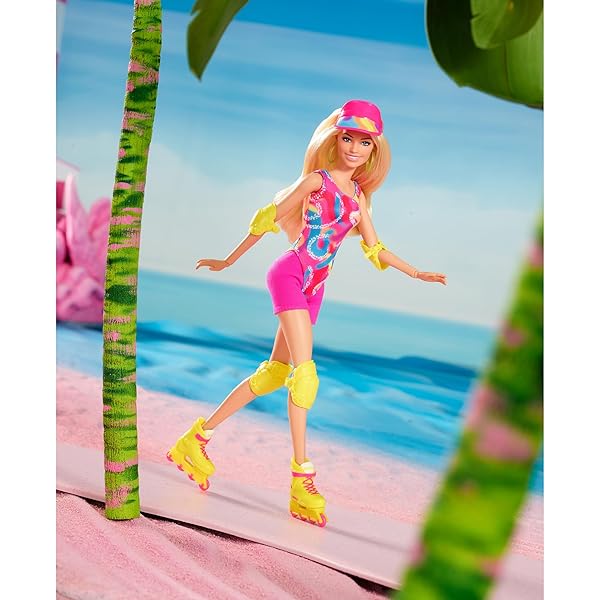 Barbie-The-Movie-Doll-Margot-Robbie-as-Barbie-Collectible-Inline-Skating-Doll-Wearing-Leotard-Biker-Shorts-and-Inline-B0BT1H2FPQ-2
