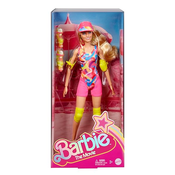 Barbie-The-Movie-Doll-Margot-Robbie-as-Barbie-Collectible-Inline-Skating-Doll-Wearing-Leotard-Biker-Shorts-and-Inline-B0BT1H2FPQ-3