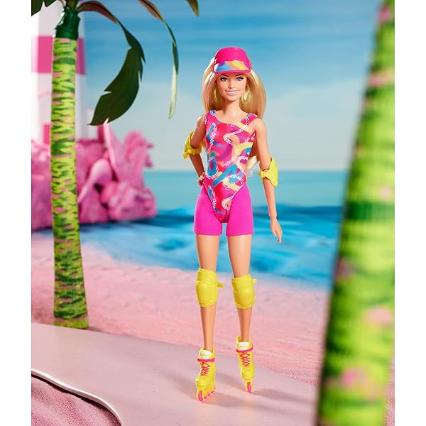 Barbie-The-Movie-Doll-Margot-Robbie-as-Barbie-Collectible-Inline-Skating-Doll-Wearing-Leotard-Biker-Shorts-and-Inline-B0BT1H2FPQ-6