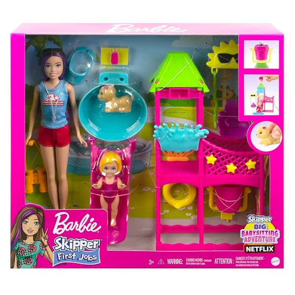 Barbie-Toys-Skipper-Doll-and-Waterpark-Playset-with-Working-Water-Slide-Puppy-Squirt-Toy-5-Accessories-and-More-Fir-B0B627JK63-8