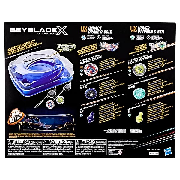 Beyblade-X-Drop-Attack-Battle-Set-with-Beystadium-Arena-2-Right-Spinning-Takara-Tomy-Tops-2-Launchers-Battling-Tops-G-B0DN6YTNYZ-2