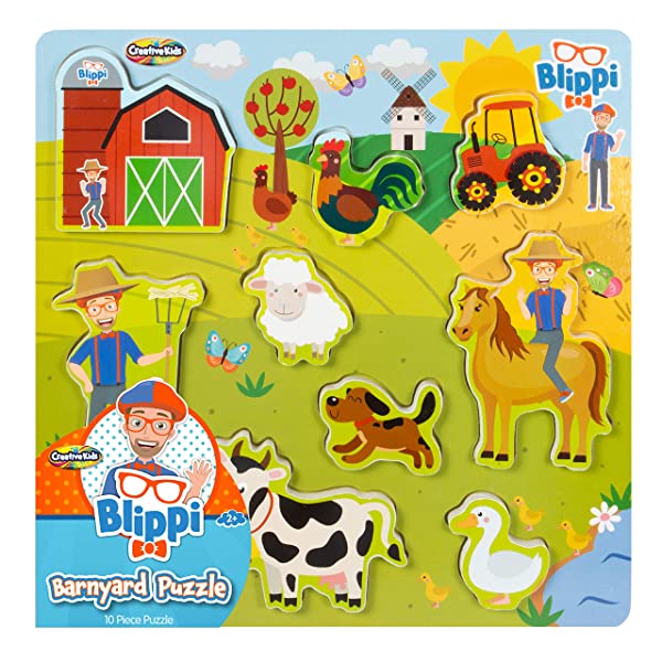Blippi-Chunky-Wooden-Animal-Farm-Puzzles-by-Creative-Kids-Wooden-Montessori-Gift-Set-for-Toddlers-Boys-and-Girls-Age-B08QVKL84K