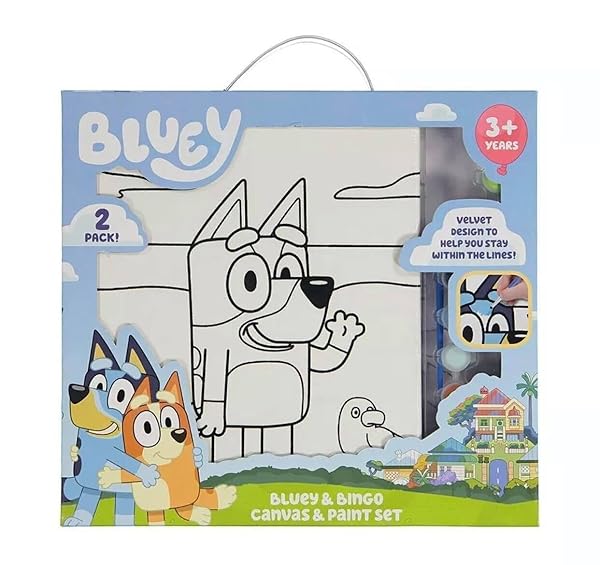 Bluey-Bingo-Canvas-Paint-Set-2-Pack-25-x-30cm-Canvases-4-Colouring-Sheets-10-Paint-Tubs-2-Brushes-B0D87GXJN7