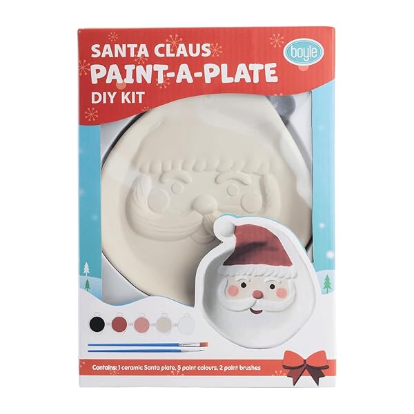 Boyle-Santa-Claus-Paint-A-Plate-DIY-Kit-Ceramic-Plate-5-Colours-2-Brushes-Holiday-Christmas-activites-Craft-for-Schoo-B0DMFLFG6M