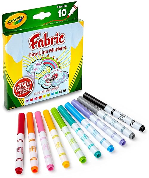 CRAYOLA-10ct-Fabric-Markers-Fine-Line-Tip-Works-on-Clothes-or-Tote-Bags-Create-Colourful-Detailed-Designs-on-Clothe-B00DQU9QYC-2