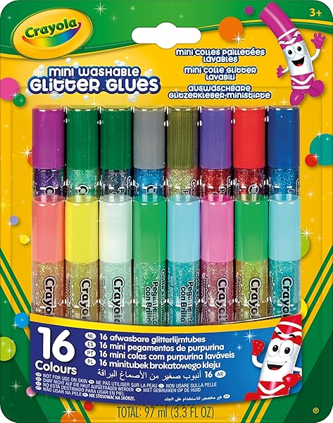 CRAYOLA-69-4200-Mini-Washable-Glitter-Glue-Art-Tools-16-ct-16-Sparkly-Colors-Great-for-Arts-and-Crafts-Great-for-S-B001KW068I