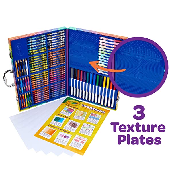 CRAYOLA-Imagination-Art-Case-Portable-Art-Studio-115-Pieces-Textured-Rubbing-Plates-Crayons-Markers-Pencils-Washa-B08HD24KLV-3