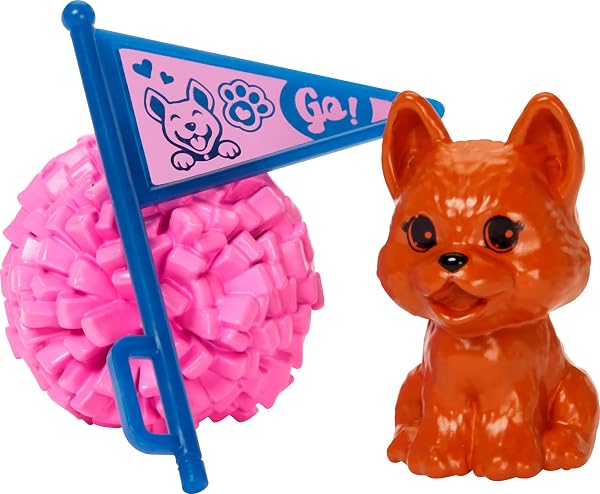 Cheerleader-Barbie-in-Uniform-With-Pom-Pom-Flag-and-Puppy-Mascot-B0CPHDKQBW-5