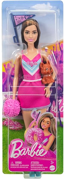 Cheerleader-Barbie-in-Uniform-With-Pom-Pom-Flag-and-Puppy-Mascot-B0CPHDKQBW-6