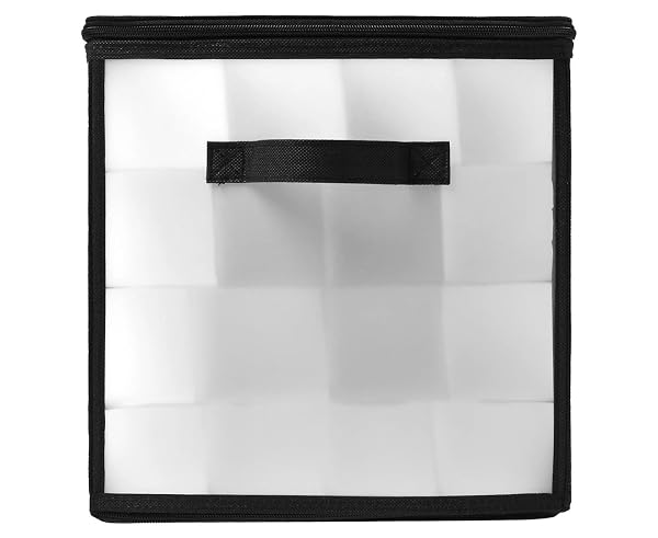 Christmas-Bauble-Ornament-Storage-Box-Transparent-with-Black-Trim-64-Compartments-Zippered-Top-24x26x26cm-Stackable-B0FXTCGWBJ-3