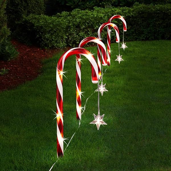 Christmas-Decorations-Warm-White-LED-Candy-Cane-Solar-Stakes-with-Hanging-Stars-4-Pack-90cm-for-Garden-Outdoor-Candy-C-B0DMBM534D-2