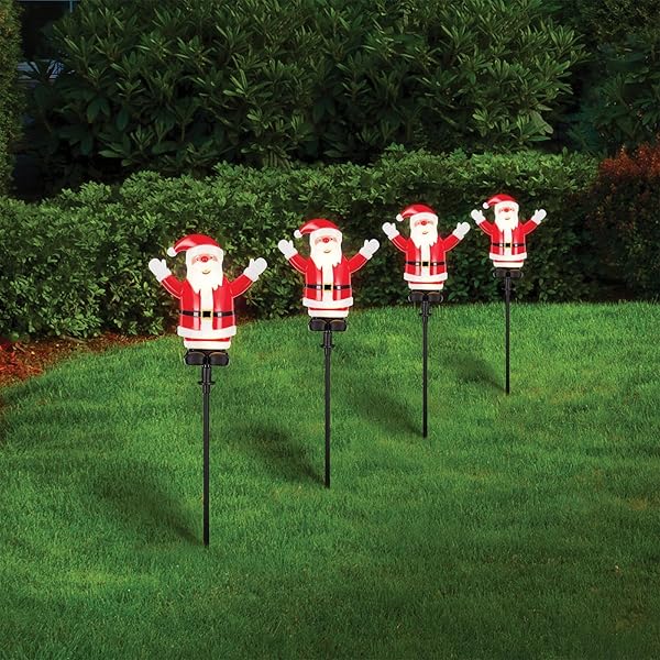 Christmas-Outdoor-Warm-White-LED-Santa-Stakes-40cm-Height-Set-of-4-Solar-Powered-Painted-Finish-for-Xmas-Home-Decora-B0DMS78MJ3-2