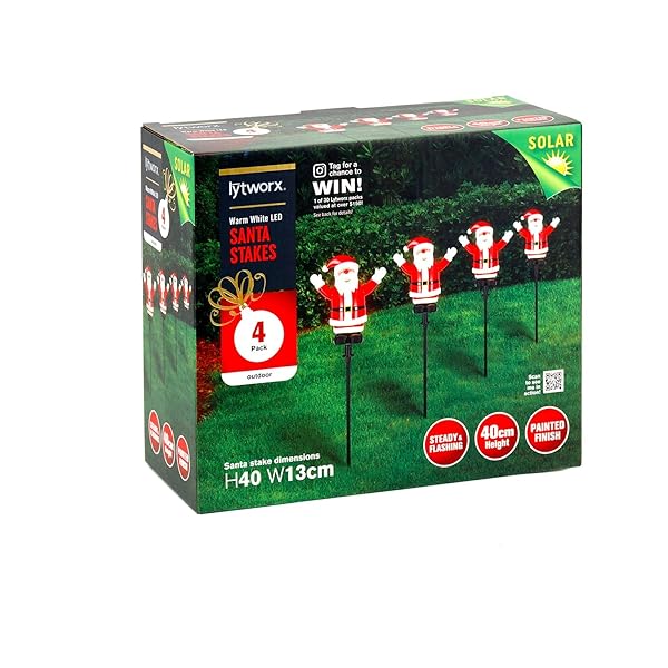 Christmas-Outdoor-Warm-White-LED-Santa-Stakes-40cm-Height-Set-of-4-Solar-Powered-Painted-Finish-for-Xmas-Home-Decora-B0DMS78MJ3