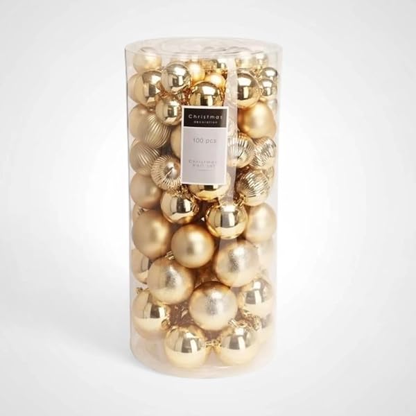 Christmas-Tree-Decoration-Gold-Ball-Bauble-Set-100-Pieces-Assorted-Sizes-Shiny-Matt-and-Embossed-Finishes-Packed-in-B0G14VBW31