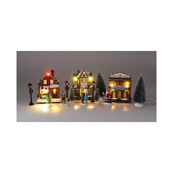 Christmas Village Set of 14 with LED Lighting Decorations - Image 2